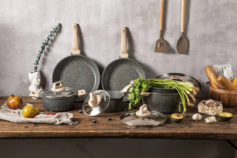 Carote Nonstick Pots and Pans Set, 10 Pcs Granite Stone Kitchen