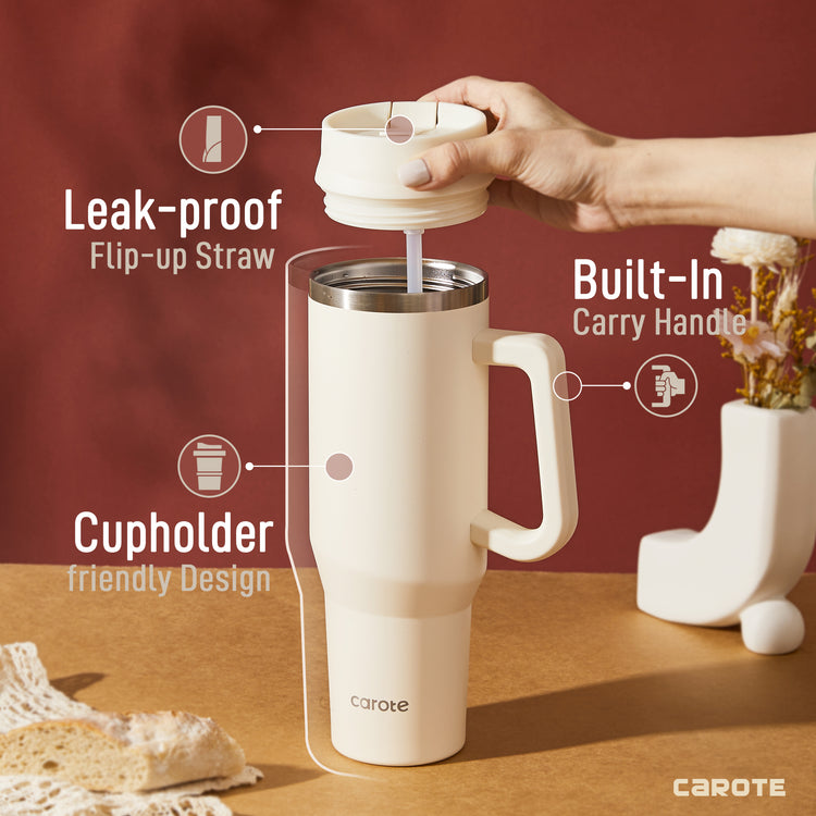 CAROTE Insulated Tumbler with Lid and Straw, Stainless Steel Insulated tumblers,Insulated Water Bottle, 40Oz