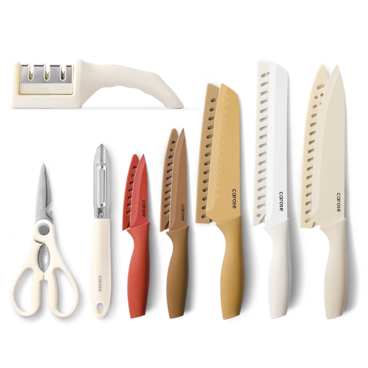 Carote Kitchen Knife Set with Shear, Sharpener, Peeler, 13 Pcs Stainless Steel Kitchen Set