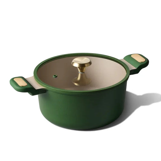 Carote 5 QT Stock Pot with Lid, Nonstick Soup Pot, Induction Compatible, Easy to Clean, Green
