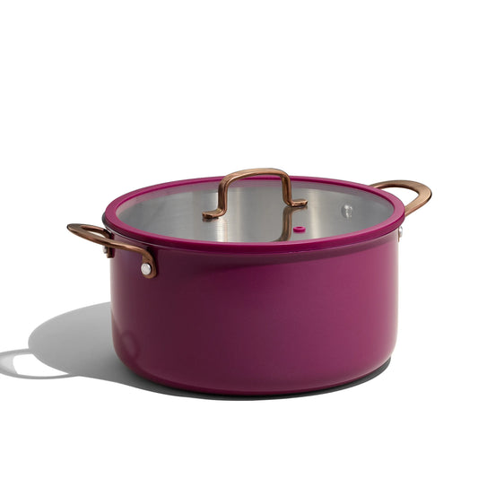Carote 8QT Tri-Ply Stainless Steel Stock Pot with Lid, Induction Cookware Pot, Easy Cleaning Saucepan (Purple)