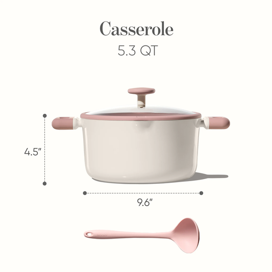 Carote 3-Piece Ceramic Nonstick Stock Pot Set, 5 QT Soup Pot with Lid & Silicone Spoon, Easy Clean Cookware, Pink