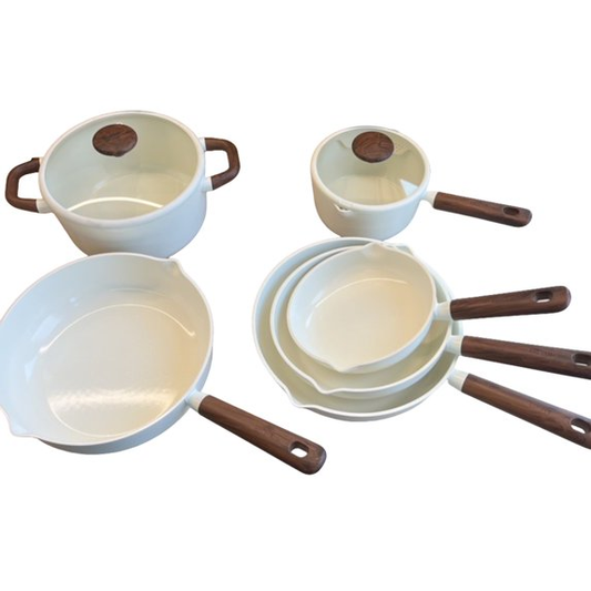 Carote 22-Piece Pots and Pans Set, Ceramic Nonstick Cookware Set with Steamer,Induction Compatible, White