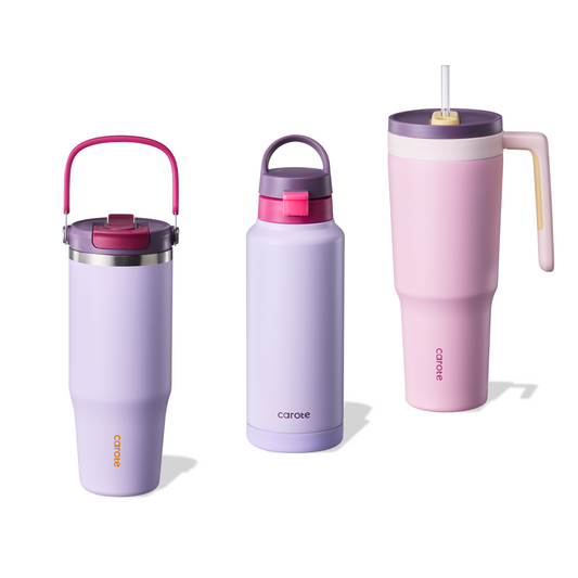 Carote 3pcs Leak-Proof Insulated Stainless Steel Tumbler Set, 40oz and 32oz*2, Starry Pink