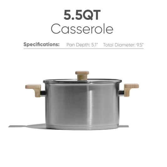 Carote 5.5 Qt stainless steel pots, Nonstick Pasta & Cooking Pot, No coating Induction Stainless Steel Cookpot