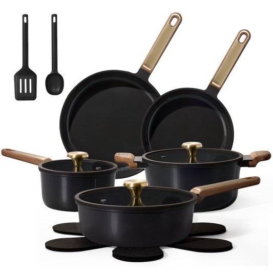 CAROTE Pots and Pan Set Nonstick,stockholm Black 14pcs