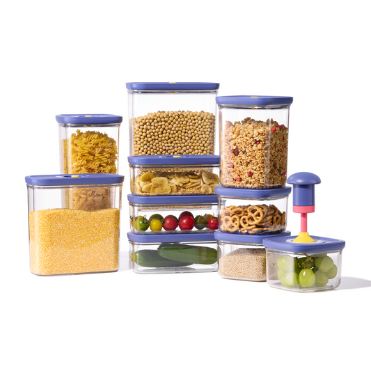 CAROTE Food Storage Containers with Lids 21 PCS Vacuum Seal Containers with Pump BPA-Free Airtight Kitchen and Pantry Organization Canisters Keep Food Fresh up to 5X Longer