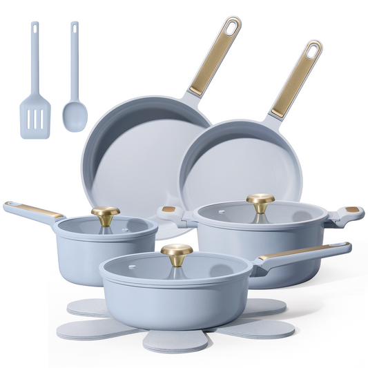 CAROTE Pots and Pan Set Nonstick,stockholm Blue 14pcs