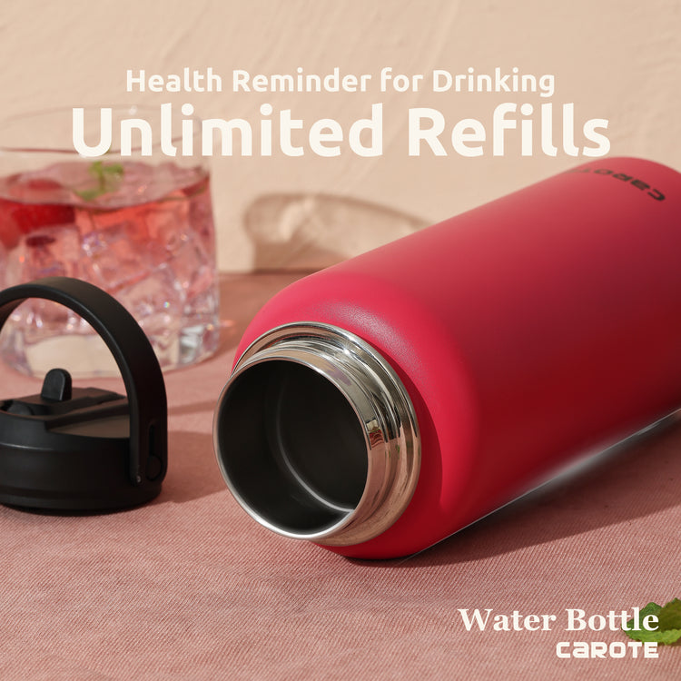 CAROTE Insulated Water Bottles, Water Bottle with Lid and Straw, Wide Mouth Water Bottle with Flex Cap, 32Oz