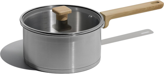 CAROTE 3.5Qt Stainless Steel Sauce Pan Set with Lid, 3-ply Base, Non-Toxic PTFE & PFOA Free Saucepan, Induction Cookware Set, Small Kitchen Pots, Stay-Cool Handles