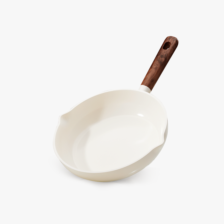 Carote 9.5" Ceramic Nonstick Frying Pan, Cooking Skillet with Bakelite Handle, Induction Compatible, Easy to Clean, White