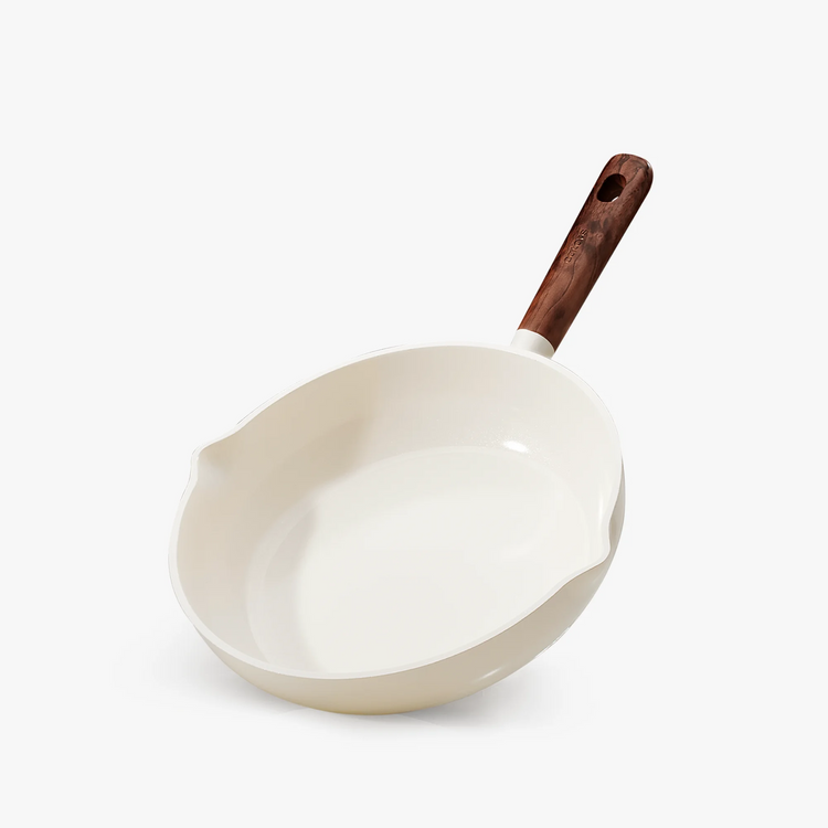 Carote 11" Ceramic Nonstick Frying Pan, Cooking Skillet with Bakelite Handle, Induction Compatible, Easy to Clean, White