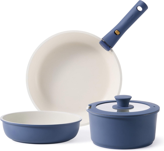 CAROTE 5pcs Pots and Pans Set Non stick,Cookware Set Detachable Handle,kitchen essentials,RV kitchen pot and pan,Induction Cookware,Oven Safe,PFOA PFOS FREE,Blue