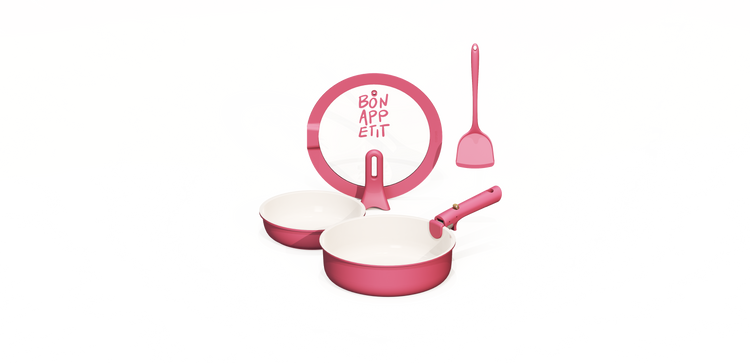 CAROTE Pots and Pans Set Non Stick, Nonstick Kitchen Cookware Sets with Lid, Detachable Handle Sauce Pan Set, Non Toxic Frying Pans, Oven Safe, Induction Ready, Pink