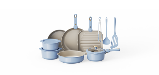 CAROTE 18pcs Pots and Pans Set Nonstick,Induction Cookware Set Detachable Handle,Kitchen Cookware Sets Non Stick with Removable Handle,RV Cookware Set,Oven Safe,Blue