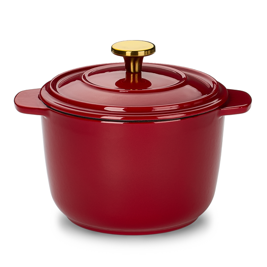 CAROTE 2QT Enameled Cast Iron Rice Pot, Non-Toxic Small Dutch Oven with Lid for Rice Grains, Soup, Sourdough Bread Baking, Braising, Roasting, Dual Handles, All Stovetop Compatible, Oven Safe, Red