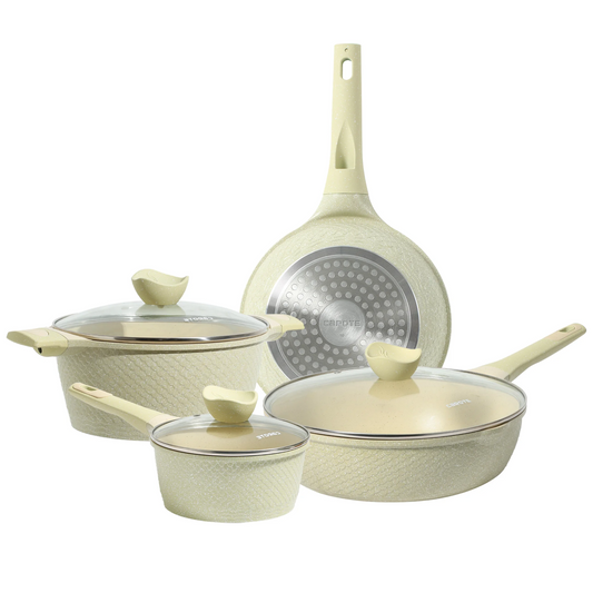 Carote Non Stick Pots and Pans Sets, 7 Pcs Non Toxic Pots and Pans, Induction Cookware, Light Green