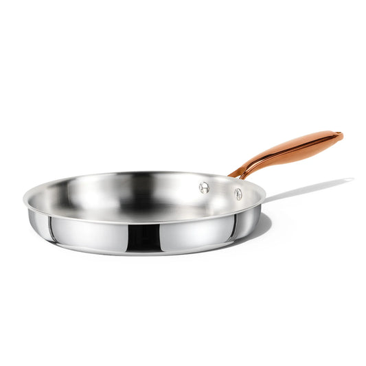 Carote 8 Inch Tri-Ply Stainless Steel Pan, Durable Induction Compatible Pans, No Coating Pan Easy Cleaning