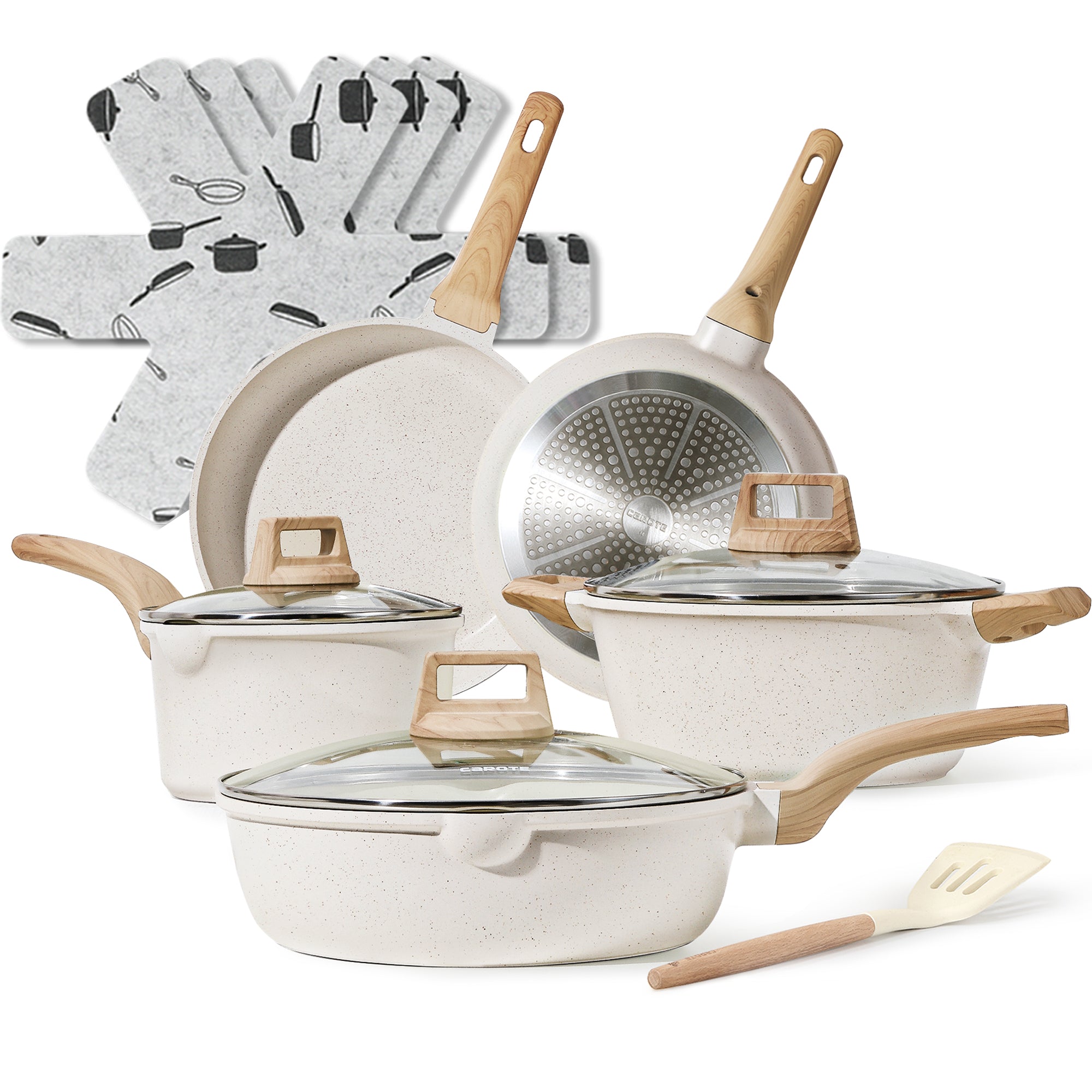 CAROTE 12pcs Nonstick Cookware Set, Heavy-duty Pots and Pans Set