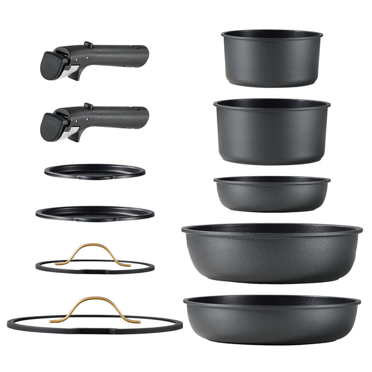 Carote Nonstick Cookware Set 13-Piece,Kitchen Pots and Pans Set,Stay-Cool Handles,Induction Compatible,Cookware Set for RV and Camping,Taupe
