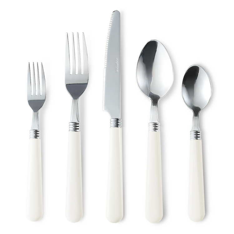 CAROTE 40Pcs Silverware Set, Stainless Steel Flatware Set with White Handle
