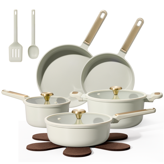 CAROTE Pots and Pan Set Nonstick,stockholm Green 14pcs