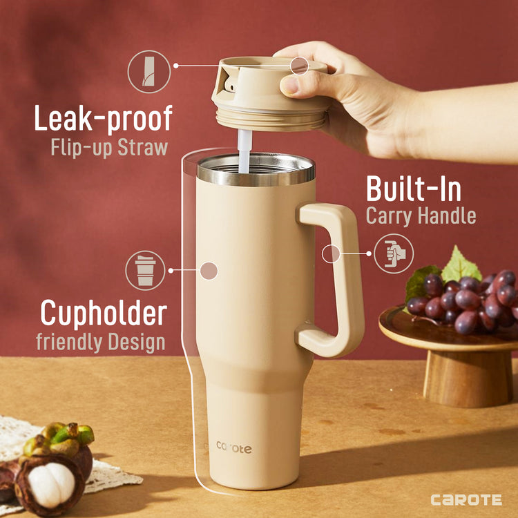 CAROTE Insulated Tumbler with Lid and Straw, Stainless Steel Insulated tumblers,Insulated Water Bottle, 40Oz