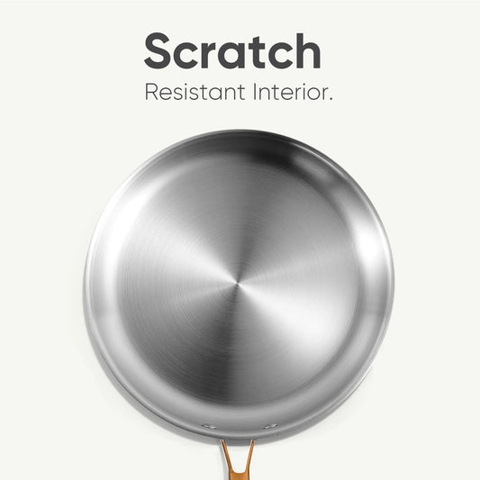 Carote 8 Inch Tri-Ply Stainless Steel Pan, Durable Induction Compatible Pans, No Coating Pan Easy Cleaning