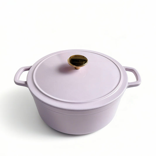 CAROTE 5QT Enameled Cast Iron Dutch Oven Pot with Lid, Heavy-Duty Dutch Ovens for Sourdough Bread Baking, Braising, Roasting, Dual Handles, Healthy & Non-Toxic, All Stovetop Compatible, Oven Safe up to 500° F, Macaron Purple