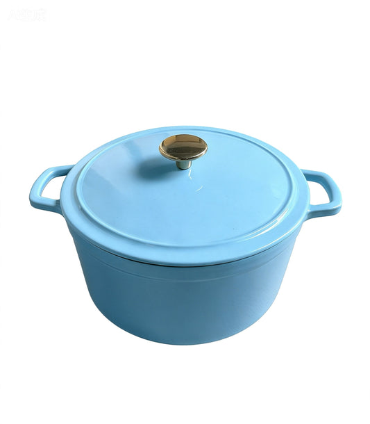 CAROTE 5QT Enameled Cast Iron Dutch Oven Pot with Lid, Heavy-Duty Dutch Ovens for Sourdough Bread Baking, Braising, Roasting, Dual Handles, Healthy & Non-Toxic, All Stovetop Compatible, Oven Safe up to 500° F, Macaron Blue