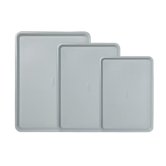 CAROTE 3-Piece Baking Pan Set - Bakeware Set, Baking Sheet Set Including 13 Inch 15 Inch 17 Inch Sheet Pan, Cookie Sheet for Baking, Royal Violet, Blue & Grey