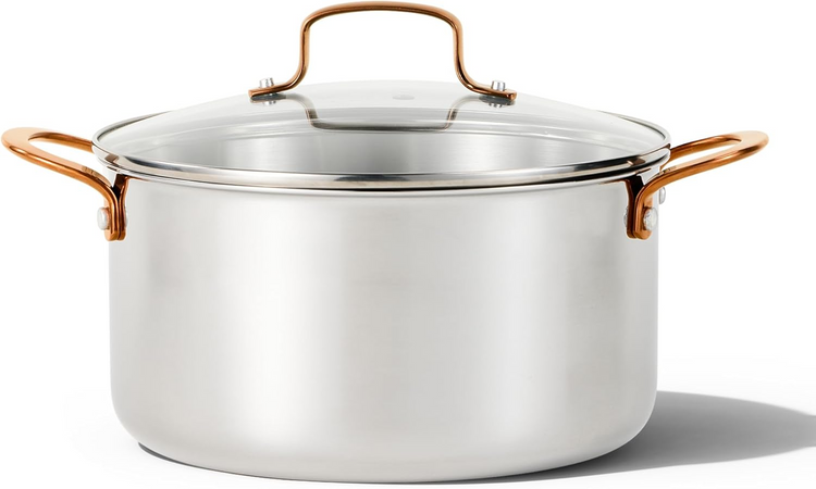 CAROTE 4.5 Qt Classic Stainless Steel Stockpot, Stock Pot with Lid Soup Pot, Induction Cooking Pot for All Stoves, Sturdy & Double Handle, Dishwasher Safe