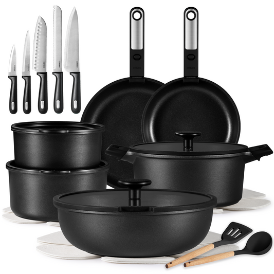 CAROTE 25pcs Pots and Pans Set Non Stick, Premium Cooking Sets, Kitchen Cookwares, Induction Cookware Set, Pot and Pan, Cooking Set