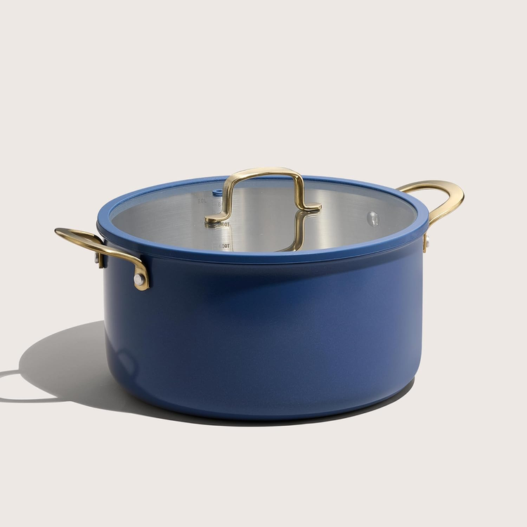 CAROTE 8QT Fully-Clad 3-Ply Stainless Steel Stockpot with Lid Small Kitchen Pot,Outer Ceramic Layer,Even Heating, Fits all stoves,Oven & Dishwasher Safe,Stay Cool Handle,Blue (PFAS/PFOA/PFOS Free)