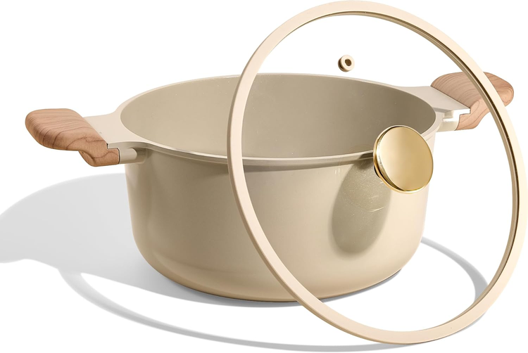 Carote 4.5 QT Stock Pot with Lid, Ceramic Nonstick Soup Pot, Induction Compatible, Easy to Clean, Oatmeal
