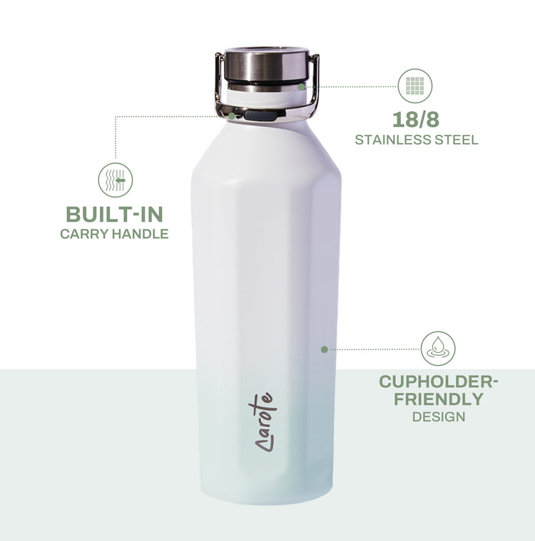CAROTE Insulated Water Bottles, Water Bottle with Lid, Standard Mouth Water Bottle with Flex Cap, 20Oz, Sage Green Gradient