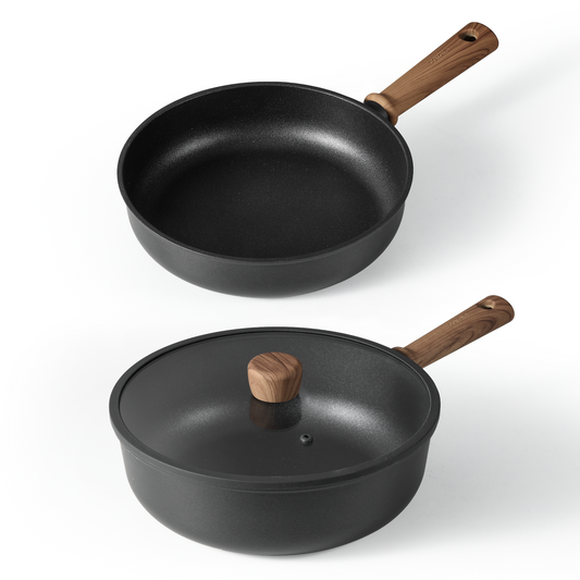 Carote 8"frying pan and 10"frying pan with lid black