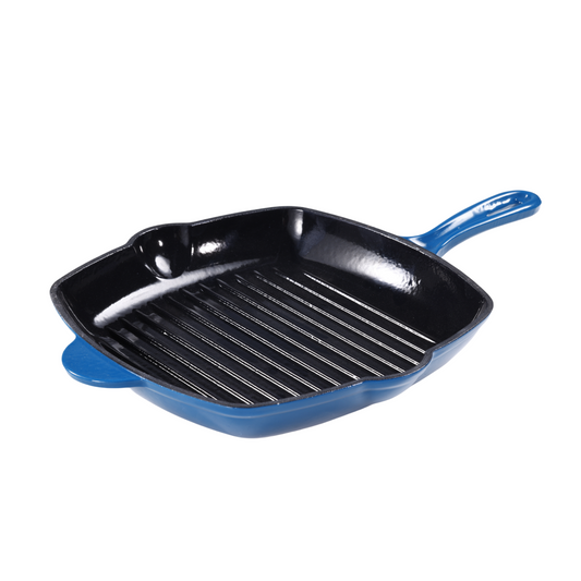 CAROTE Cast Iron Skillet Frying Pan, Oven, Stovetop, Grill, Campfire & Induction Compatible, Durable, Non-Toxic, Even-Heating Cookware, Red, Square, 10"