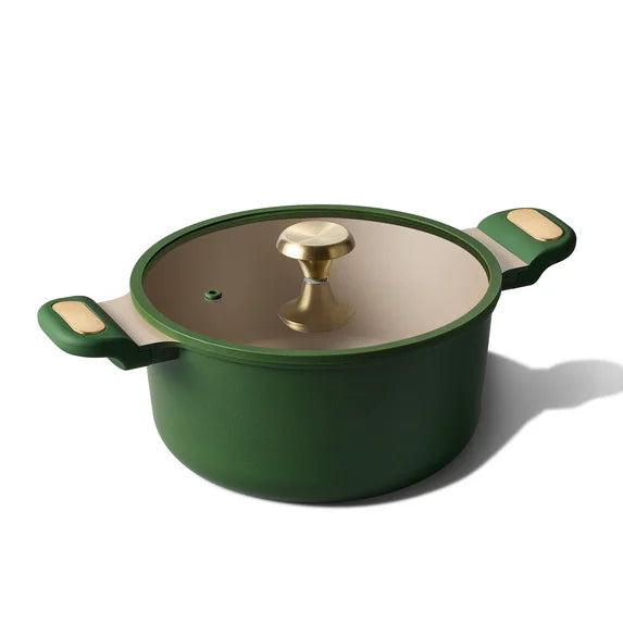 Carote 5QT Nonstick Stock Pot with Lid, 9.5-Inch Soup Pot, Induction Compatible Cookware,Green