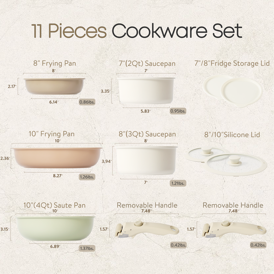 CAROTE Kitchen Cookware Sets, Nonstick Pots and Pans Set 11 Pcs Nonsti -  Jolinne