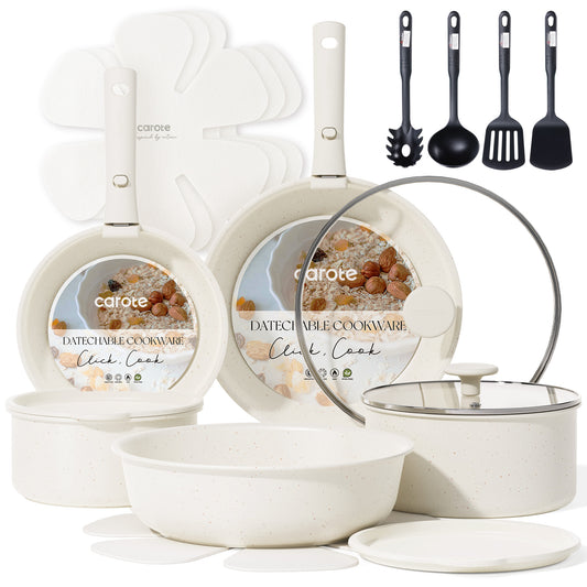 CAROTE 19 Pcs Pots and Pans Set Cookware Set Induction