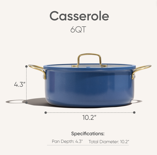 Carote 6QT Tri-Ply Stainless Steel Stock Pot with Lid, Induction Cookware Pot, Easy Cleaning Saucepan (Blue)