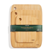 Carote 3 Pc Bamboo Cutting Board Set with Handles, Eco-Friendly, 13-11-8 inch(Solid Bamboo)