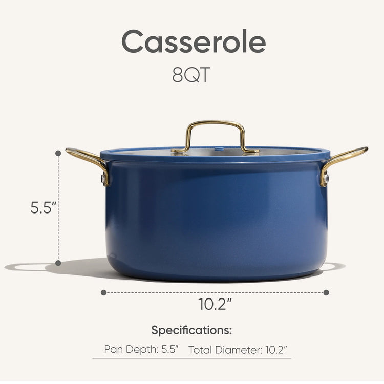 Carote 8QT Tri-Ply Stainless Steel Stock Pot with Lid, Induction Cookware Pot, Easy Cleaning Saucepan (Blue)