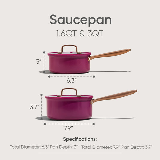 Carote 4PCS Stainless Steel Cookware Sets, 1.5QT & 2.5QT Nonstick Sauce Pan, Induction Cooking Pot (Purple)