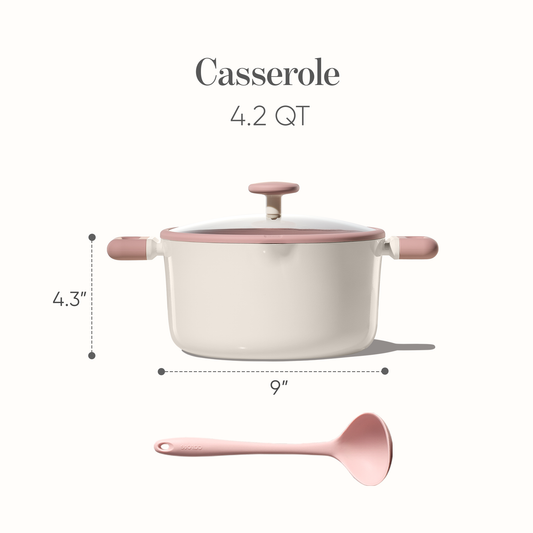 Carote 3-Piece Ceramic Nonstick Stock Pot Set, 4 QT Soup Pot with Lid & Silicone Spoon, Easy Clean Cookware, Pink