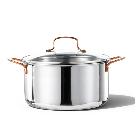 Carote 5QT Tri-Ply Stainless Steel Stock Pot with Lid, Large Soup and Pasta Cooking Pot for Everyday Use