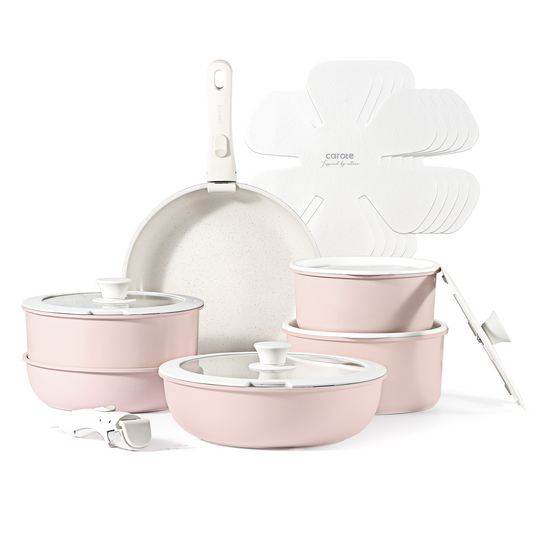 CAROTE 18pcs Cookware Set, Pots and Pans Set, Non Stick