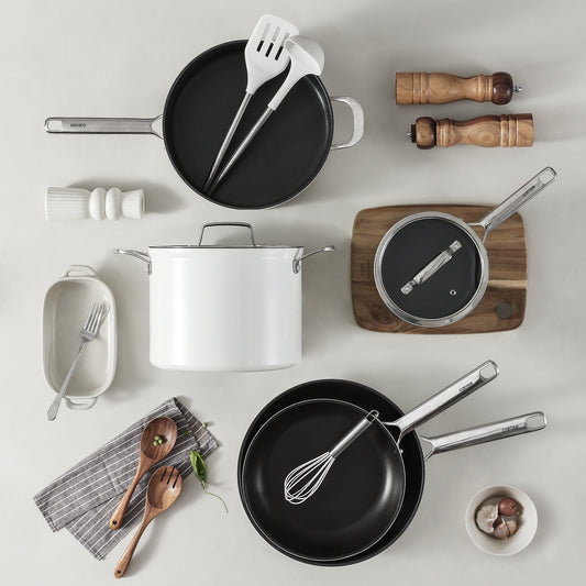 CAROTE 11pcs Black Removable Handle Pots and Pans Set Detachable Cookware set