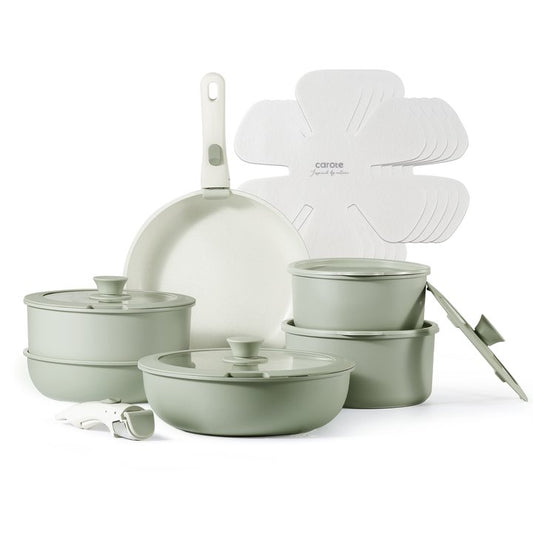 CAROTE 18pcs Cookware Set, Pots and Pans Set, Non Stick